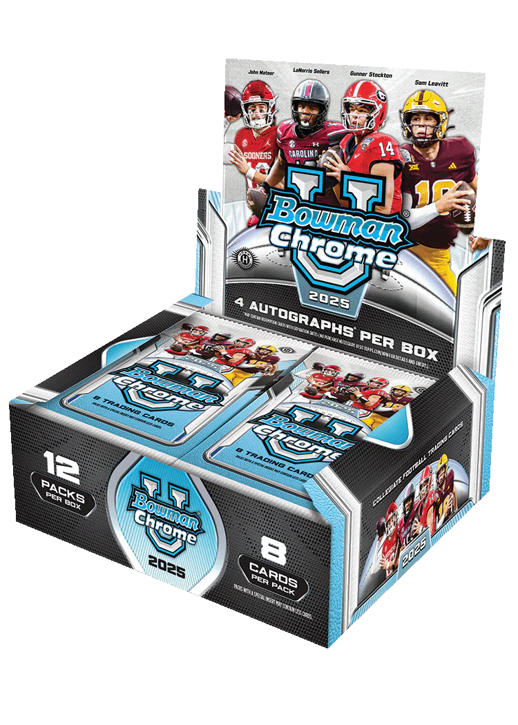 2025 Bowman Chrome University Football Jumbo 8 Box Case