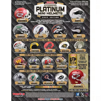 2025 Tristar Hidden Treasures Football Mini Helmet Platinum Season Edition Box