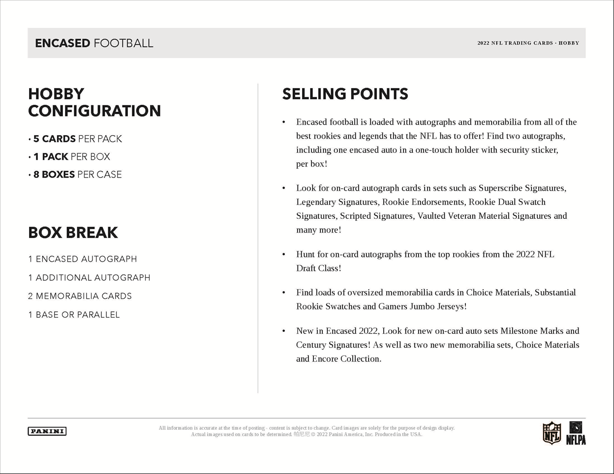 2022 Panini Encased Football Hobby Box