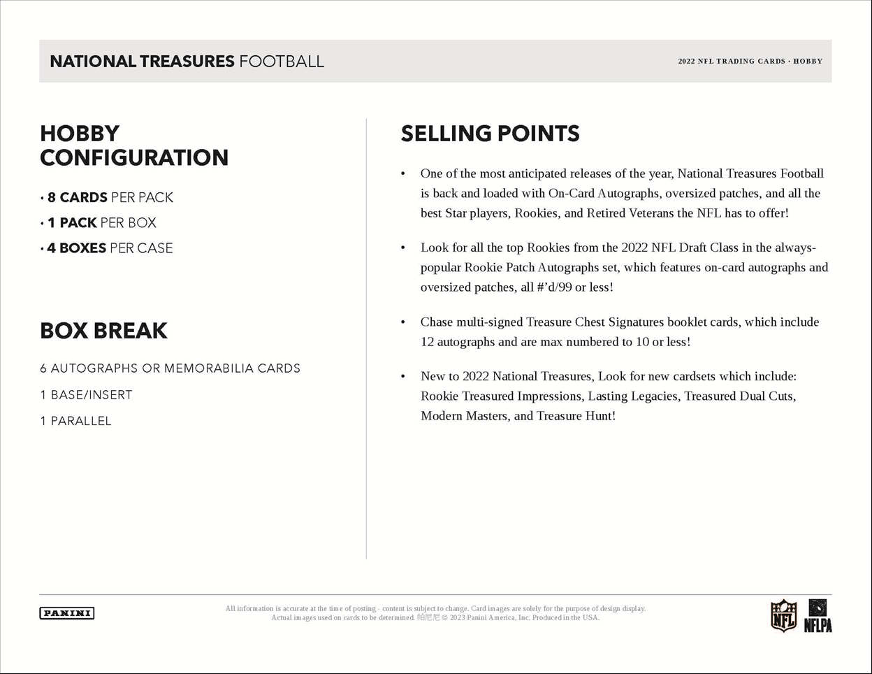 2022 Panini National Treasures Football Hobby 4 Box Case