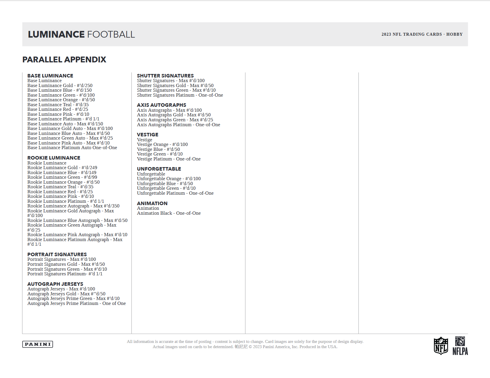 2023 Panini Luminance Football Hobby Box