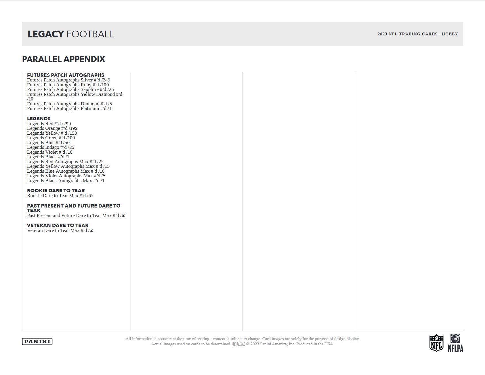 2023 Panini Legacy Football Hobby Box