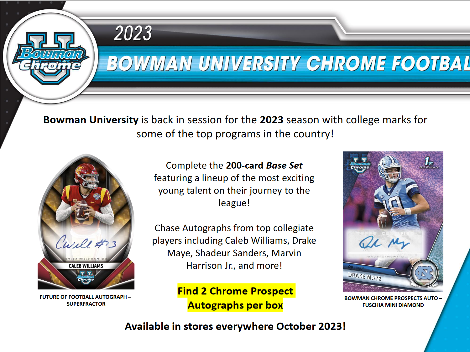 2023 Bowman Chrome University Football Hobby Box