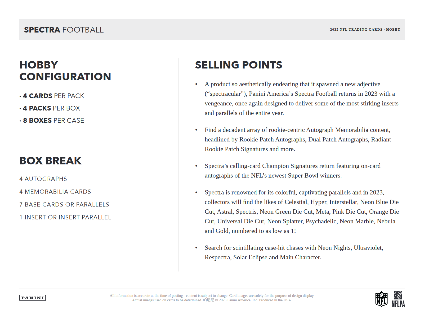 2023 Panini Spectra Football Hobby 8 Box Case