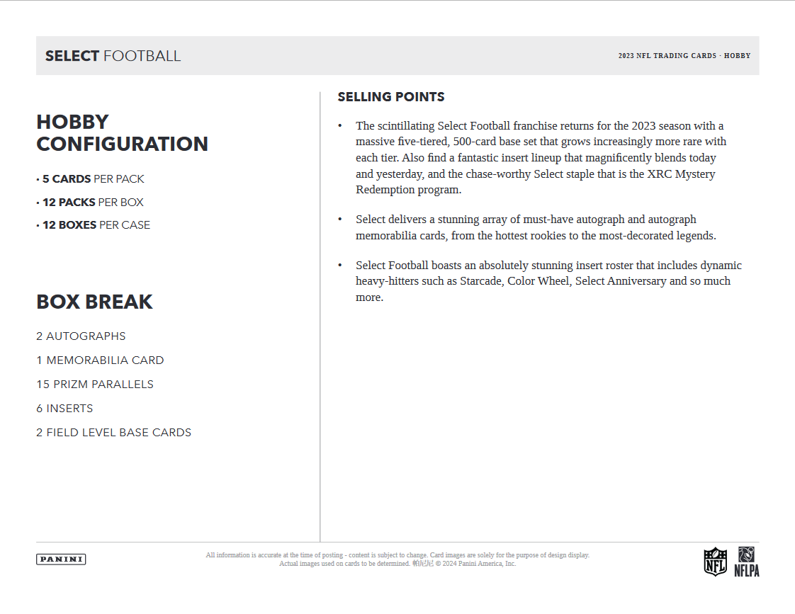 2023 Panini Select Football Hobby Box