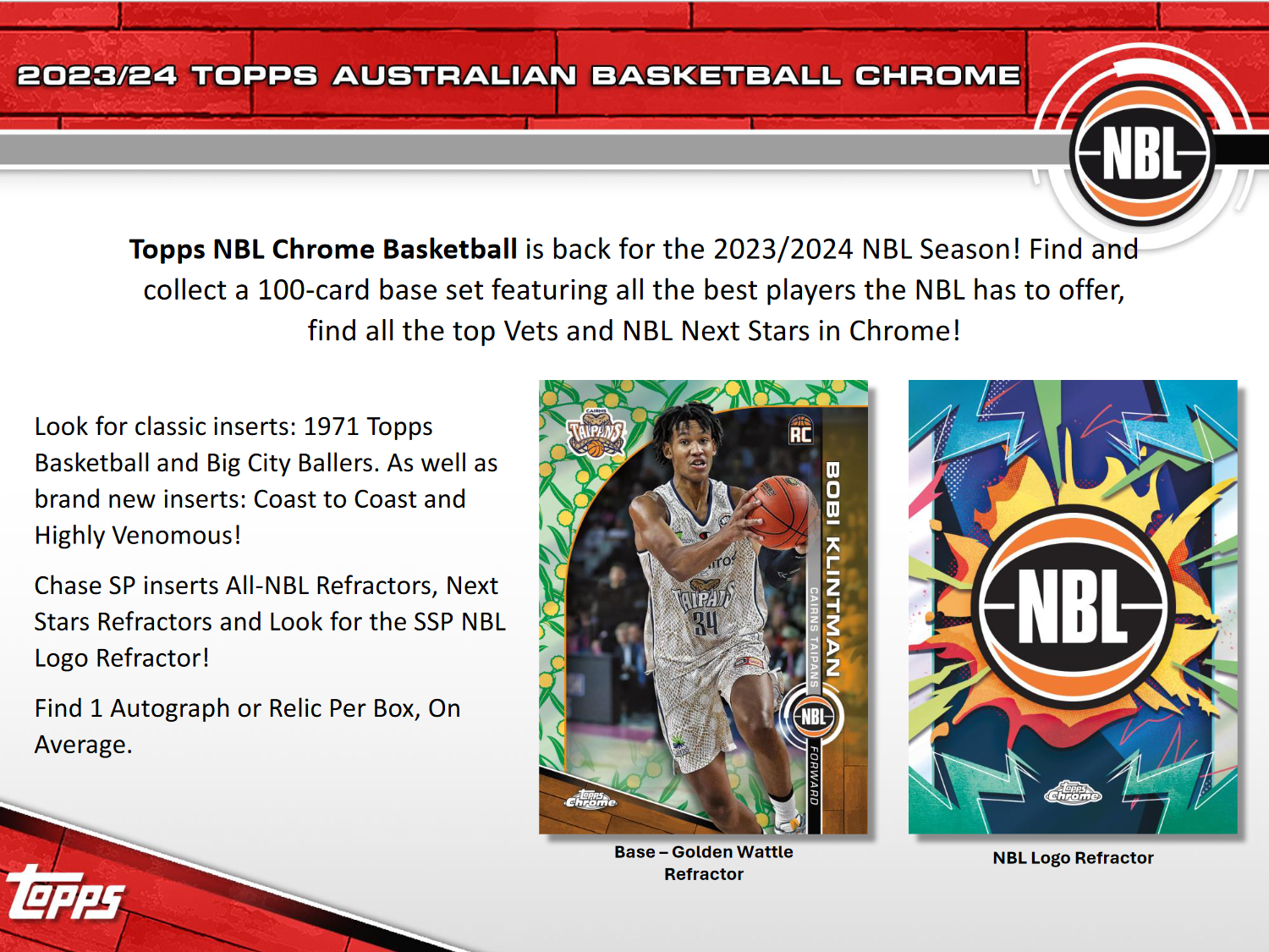 2023-24 Topps Chrome NBL Basketball Hobby Box