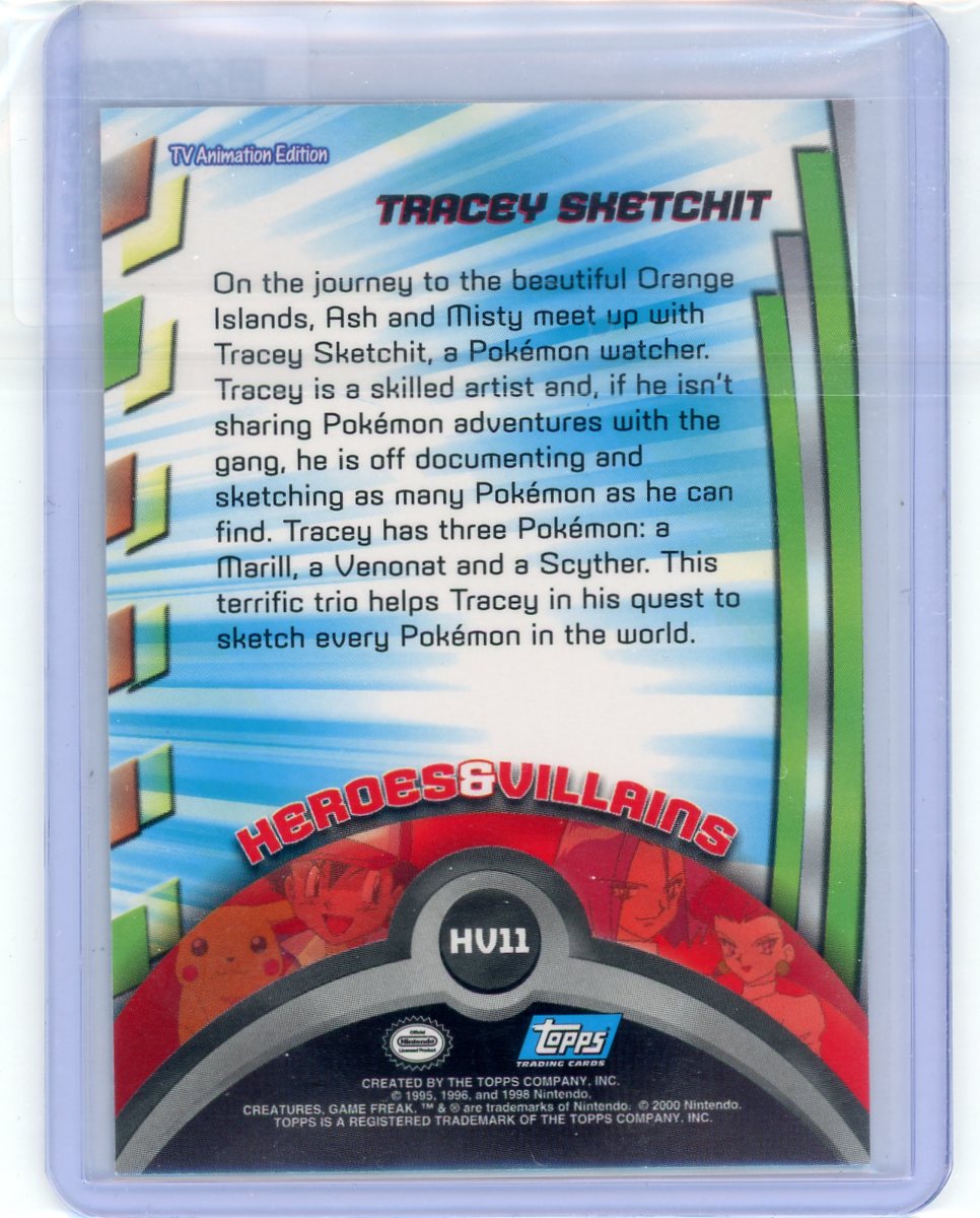 Pokemon Topps Heroes & Villains Tracey Sketchit HV11 TV Anim Edition Card Holo