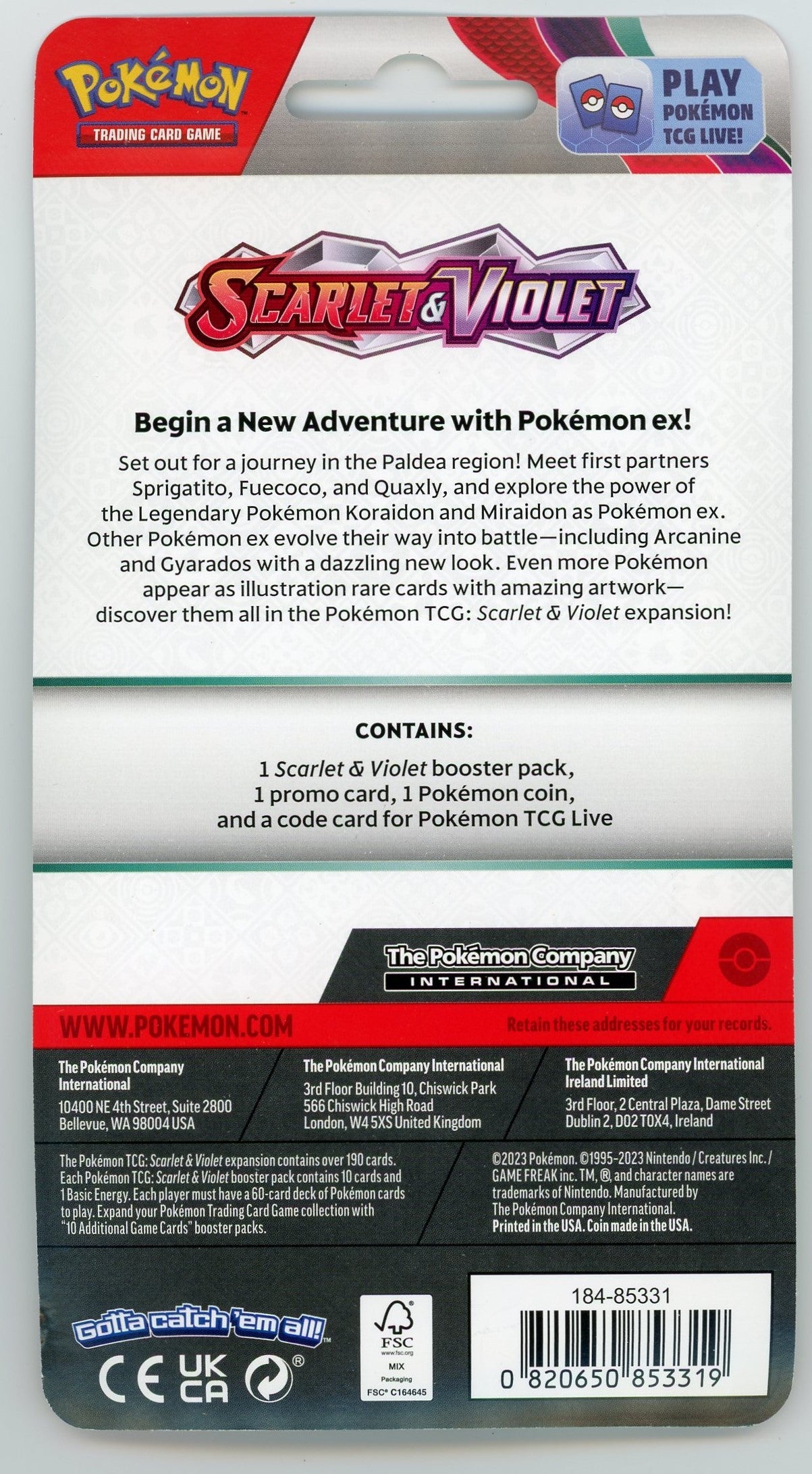 Pokemon Scarlet & Violet Checklane Blister Pack