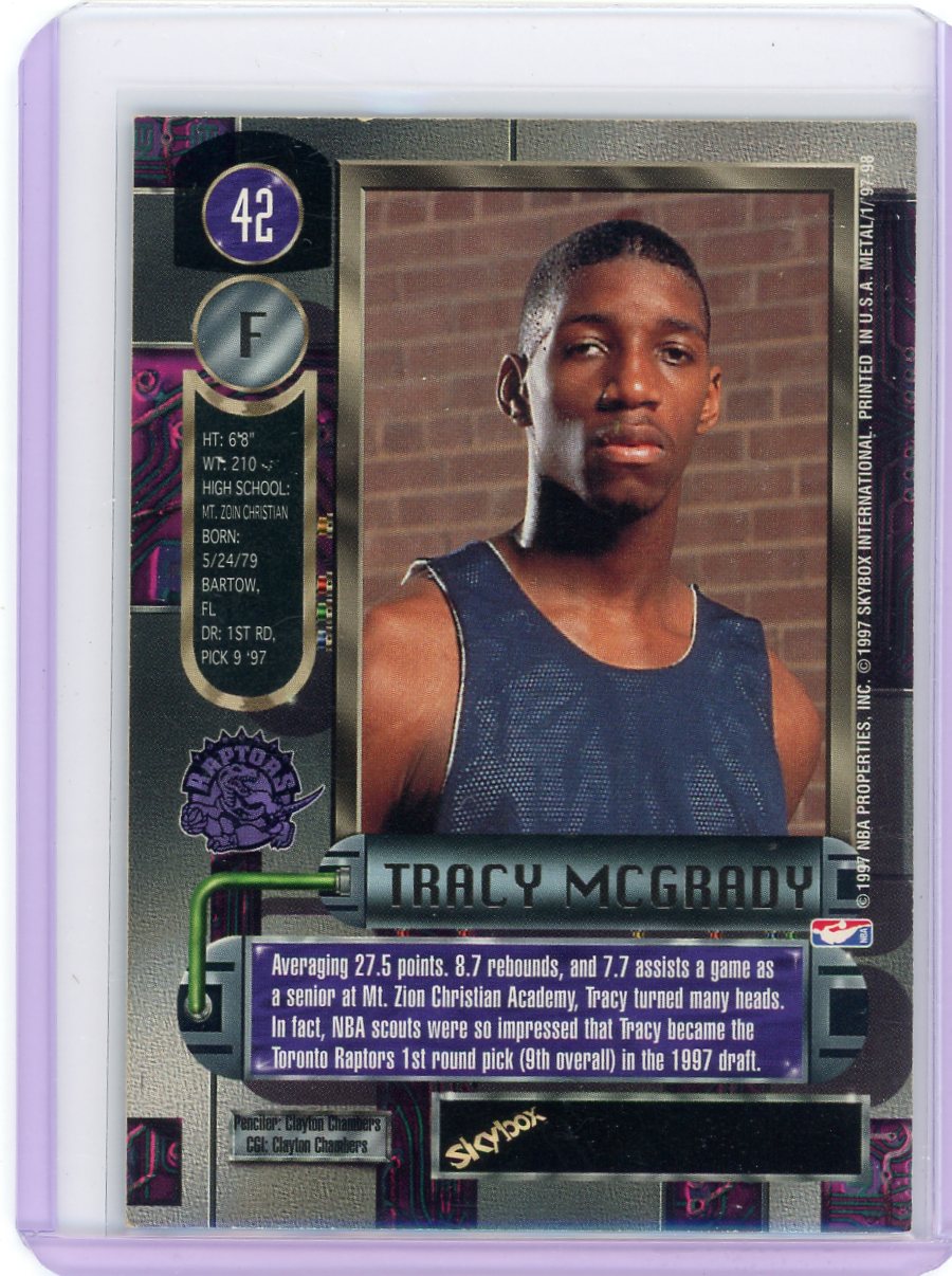 Tracy McGrady 1997 Skybox Metal Universe rookie card
