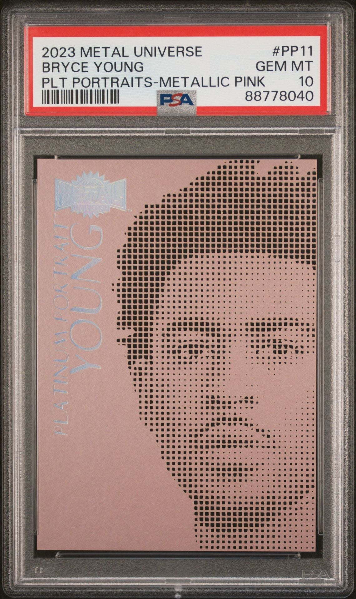 Bryce Young 2023 Skybox Metal Universe Platinum Portraits Metallic Pink Rookie Card PSA 10