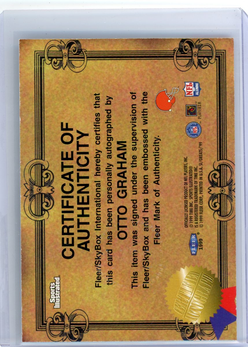 Otto Graham 1999 Fleer/SkyBox International Greats of the Game autograph
